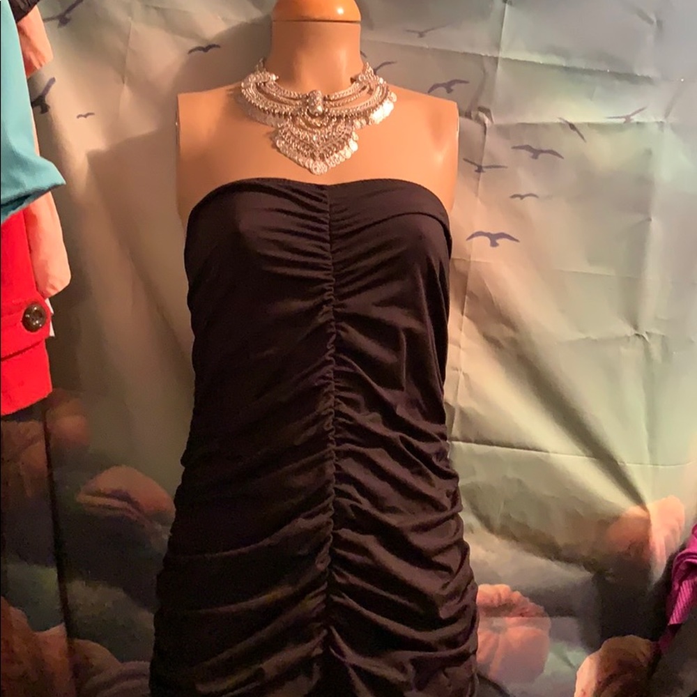 New Black dress ankle calf length. Gathers